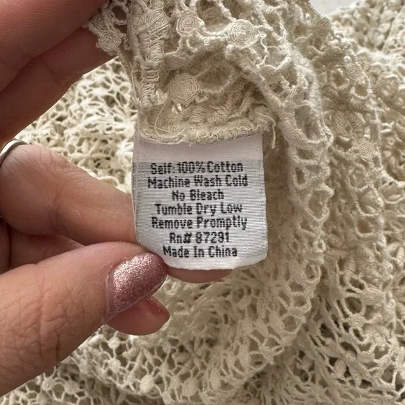 Johnny Was Lacy Crochet and Lace Open Kimono/Cardigan in Shell Large Boho - Picture 4 of 8